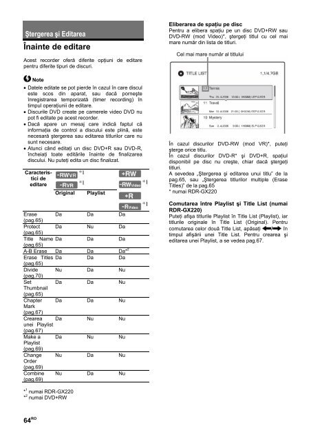 Sony RDR-GX220 - RDR-GX220 Istruzioni per l'uso Rumeno