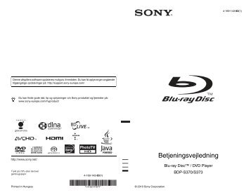 Sony BDP-S370 - BDP-S370 Istruzioni per l'uso Danese