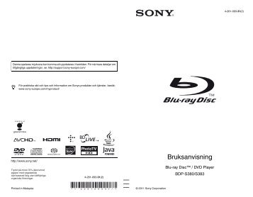 Sony BDP-S380 - BDP-S380 Istruzioni per l'uso Svedese