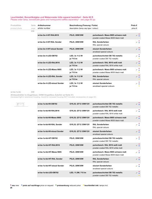 Preisliste Systemleuchten „wittenberg“ - Mawa Design