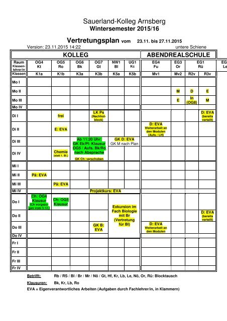 Vertretungsplan - Sauerland-Kolleg