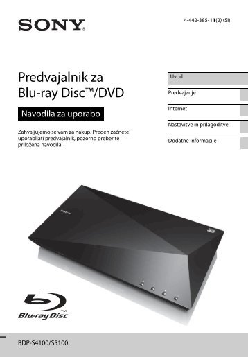 Sony BDP-S4100 - BDP-S4100 Istruzioni per l'uso Sloveno