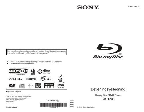 Sony BDP-S760 - BDP-S760 Istruzioni per l'uso Danese