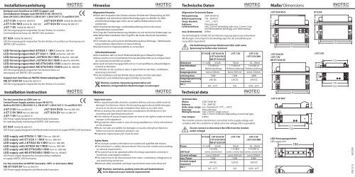 Installationsanleitung LED 230V - INOTEC Sicherheitstechnik GmbH