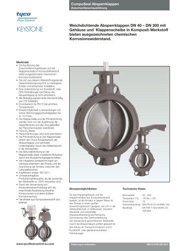 Weichdichtende Absperrklappen DN 40 – DN 300 mit Gehäuse und ...