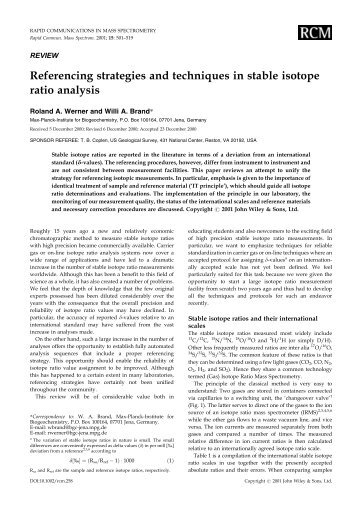 Referencing strategies and techniques in stable isotope ratio analysis