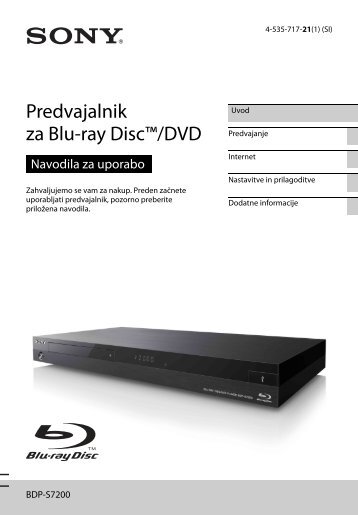 Sony BDP-S7200 - BDP-S7200 Istruzioni per l'uso Sloveno