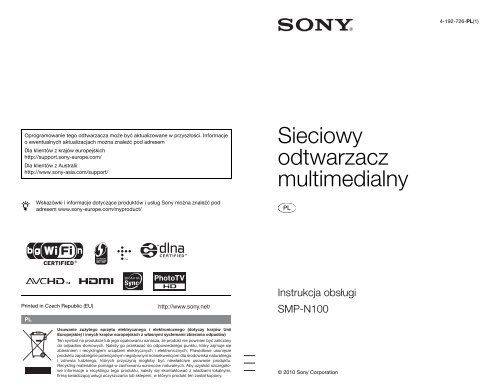 Sony SMP-N100 - SMP-N100 Istruzioni per l'uso Polacco
