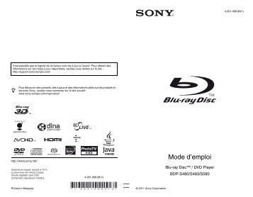 Sony BDP-S480 - BDP-S480 Istruzioni per l'uso Francese