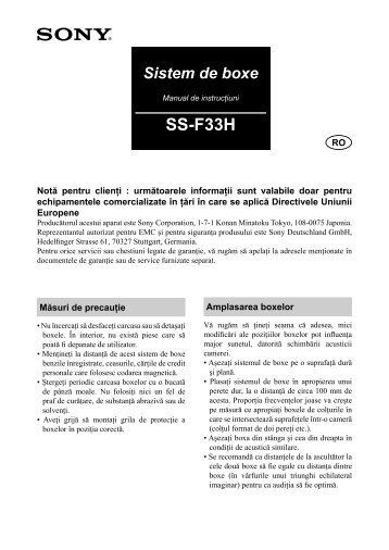 Sony SS-F33H - SS-F33H Istruzioni per l'uso Rumeno