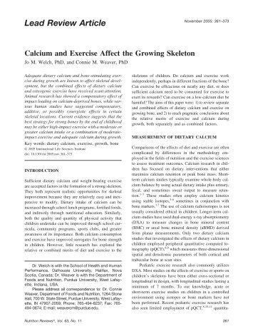 Lead Review Article Calcium and Exercise Affect the Growing ...