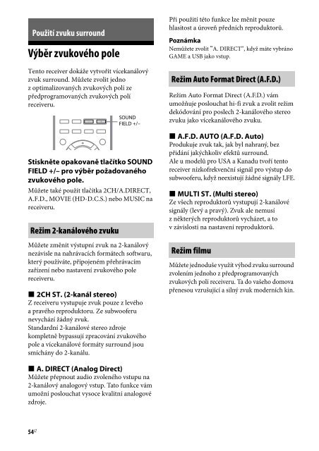 Sony STR-DH820 - STR-DH820 Istruzioni per l'uso Ceco