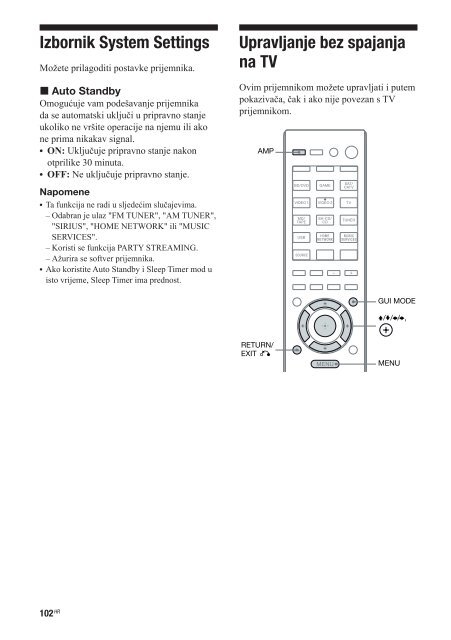 Sony STR-DN1020 - STR-DN1020 Istruzioni per l'uso Croato