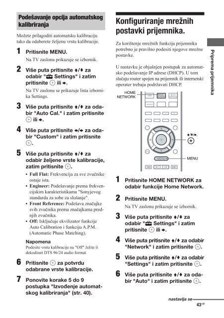 Sony STR-DN1020 - STR-DN1020 Istruzioni per l'uso Croato