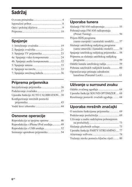 Sony STR-DN1020 - STR-DN1020 Istruzioni per l'uso Croato