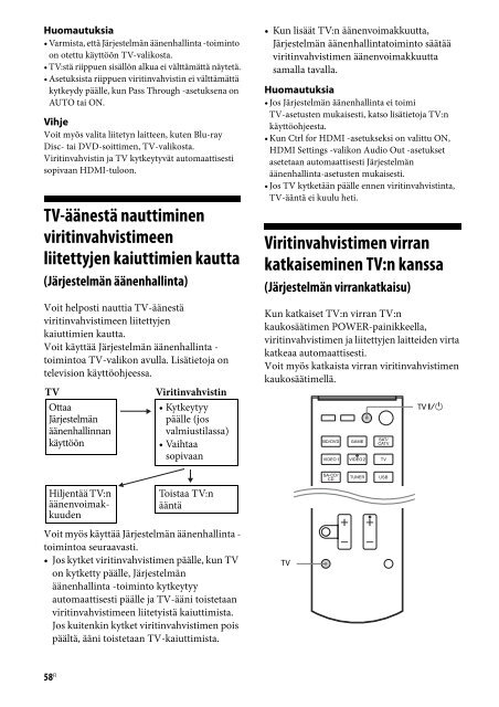 Sony STR-DH730 - STR-DH730 Istruzioni per l'uso Finlandese