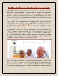 Aged Care Bonds for your Aged Care Planning in Australia