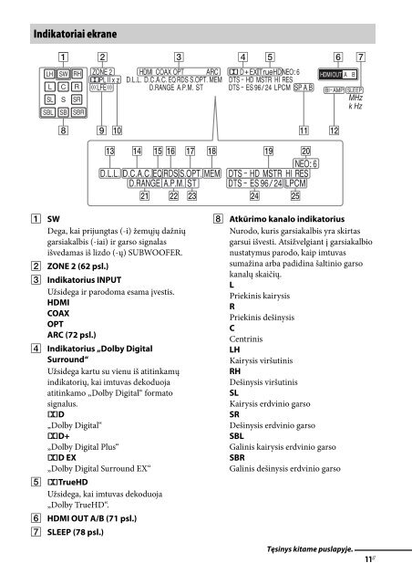 Sony STR-DA2800ES - STR-DA2800ES Istruzioni per l'uso Lituano