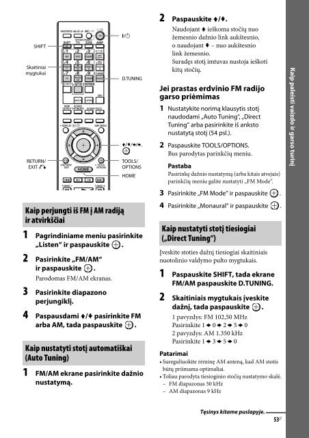 Sony STR-DA2800ES - STR-DA2800ES Istruzioni per l'uso Lituano