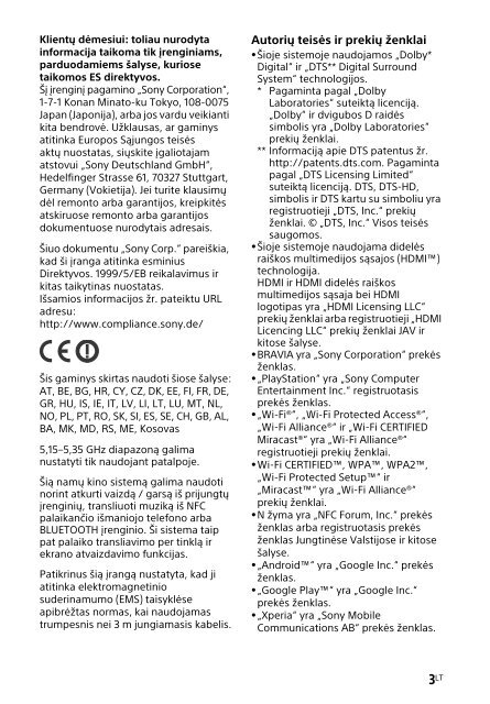 Sony HT-XT3 - HT-XT3 Istruzioni per l'uso Lituano