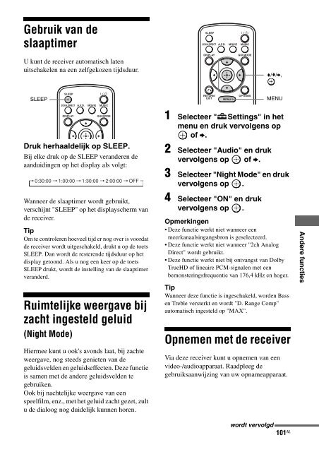 Sony STR-DA3600ES - STR-DA3600ES Istruzioni per l'uso Olandese