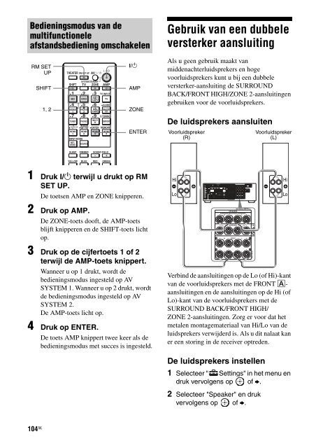 Sony STR-DA3600ES - STR-DA3600ES Istruzioni per l'uso Olandese