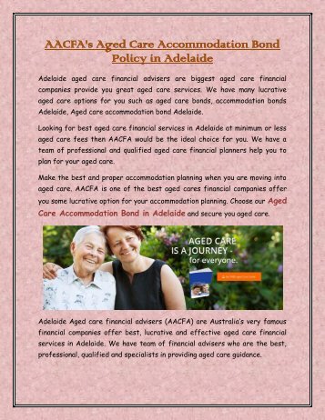 AACFA's Aged Care Accommodation Bond Policy in Adelaide