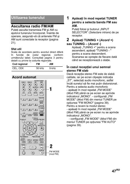 Sony HT-SF1300 - HT-SF1300 Istruzioni per l'uso Rumeno