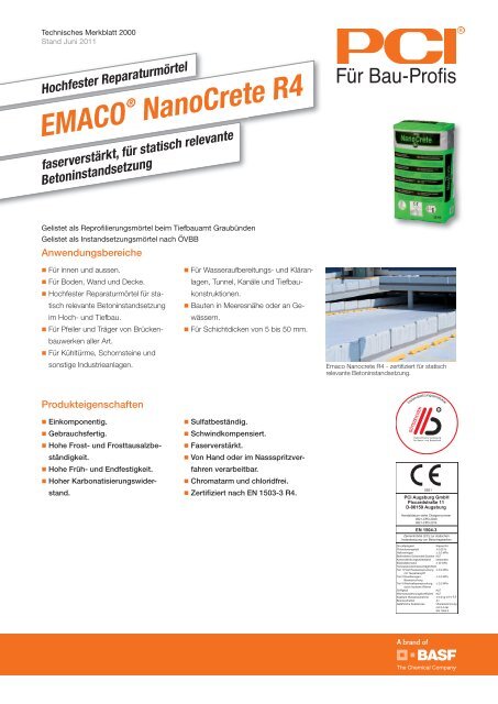 Hochfester Reparaturmörtel EMACO ® NanoCrete R4