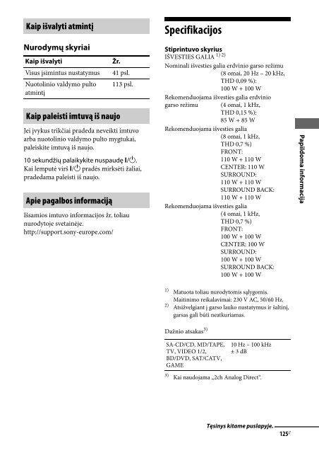 Sony STR-DA3700ES - STR-DA3700ES Istruzioni per l'uso Lituano