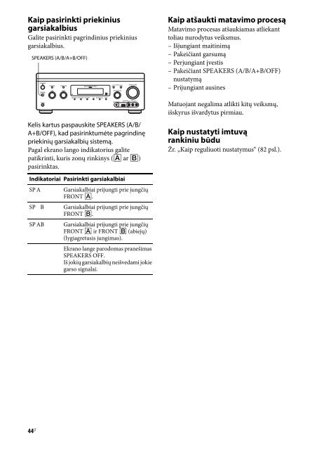 Sony STR-DA3700ES - STR-DA3700ES Istruzioni per l'uso Lituano