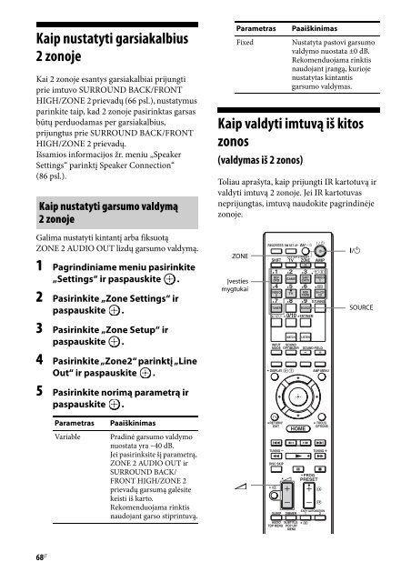 Sony STR-DA3700ES - STR-DA3700ES Istruzioni per l'uso Lituano