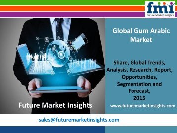 FMI: Gum Arabic Market Volume Analysis, Segments, Value Share and Key Trends 2015-2025