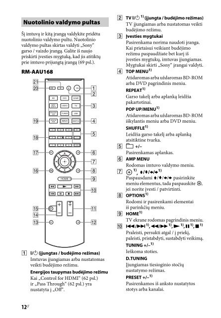 Sony STR-DH740 - STR-DH740 Istruzioni per l'uso Lituano