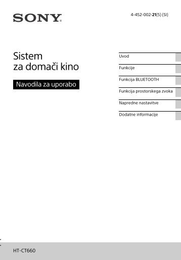 Sony HT-CT660 - HT-CT660 Istruzioni per l'uso Sloveno