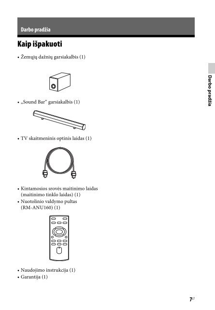 Sony HT-CT60 - HT-CT60 Istruzioni per l'uso Lituano