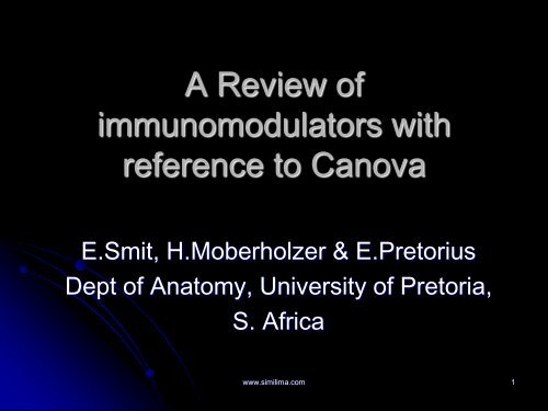 A Review of immunomodulators with reference to Canova - Similima