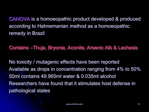 A Review of immunomodulators with reference to Canova - Similima