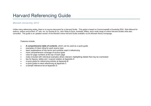 Harvard Referencing Guide - Monash University