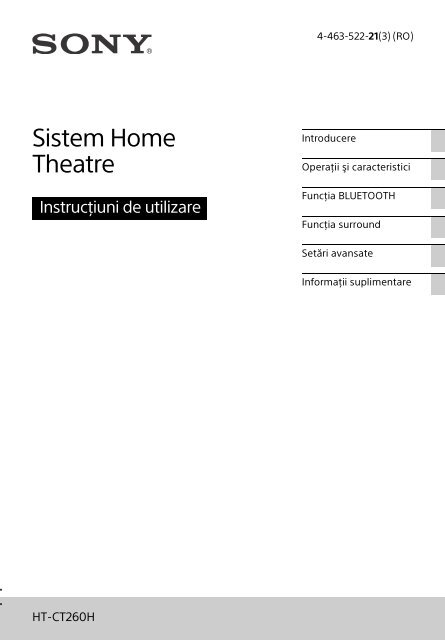 Sony HT-CT260H - HT-CT260H Istruzioni per l'uso Rumeno