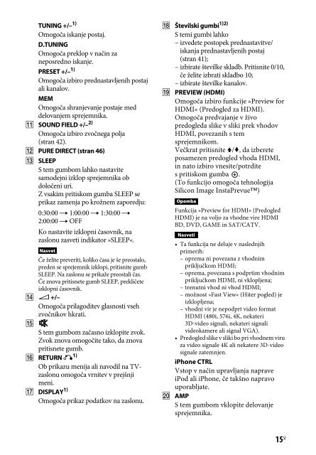 Sony STR-DH540 - STR-DH540 Istruzioni per l'uso Sloveno