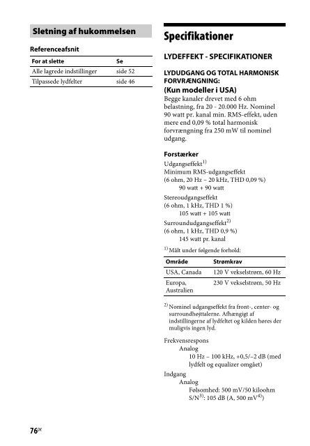 Sony STR-DH540 - STR-DH540 Istruzioni per l'uso Danese