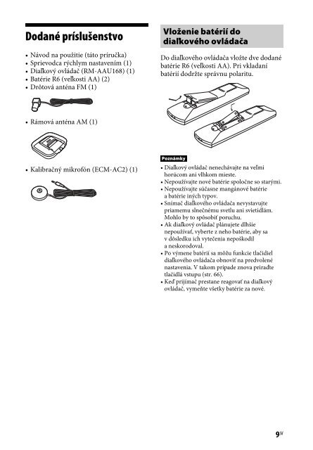 Sony STR-DH540 - STR-DH540 Istruzioni per l'uso Slovacco
