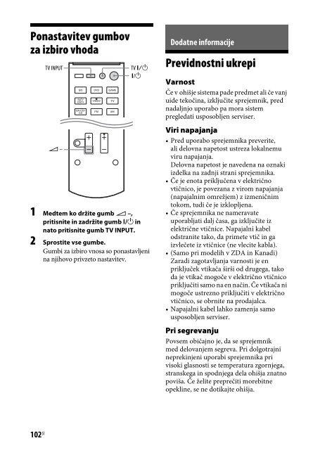 Sony STR-DN840 - STR-DN840 Istruzioni per l'uso Sloveno