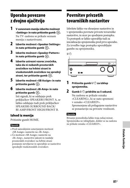 Sony STR-DN840 - STR-DN840 Istruzioni per l'uso Sloveno