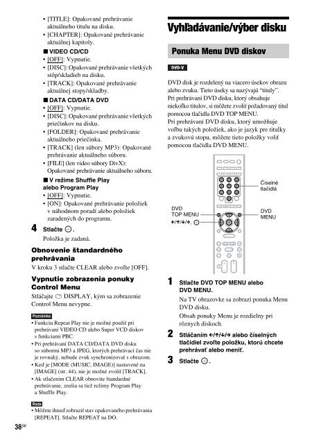 Sony DAV-F200 - DAV-F200 Istruzioni per l'uso Slovacco