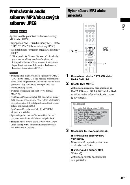 Sony DAV-F200 - DAV-F200 Istruzioni per l'uso Slovacco