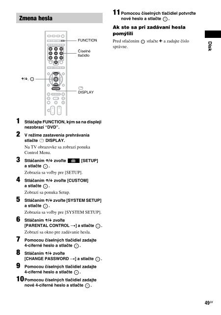 Sony DAV-F200 - DAV-F200 Istruzioni per l'uso Slovacco