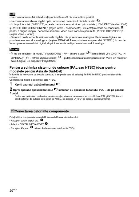 Sony DAV-F200 - DAV-F200 Istruzioni per l'uso Rumeno