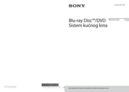 Sony BDV-EF420 - BDV-EF420 Guida di riferimento Bosniaco